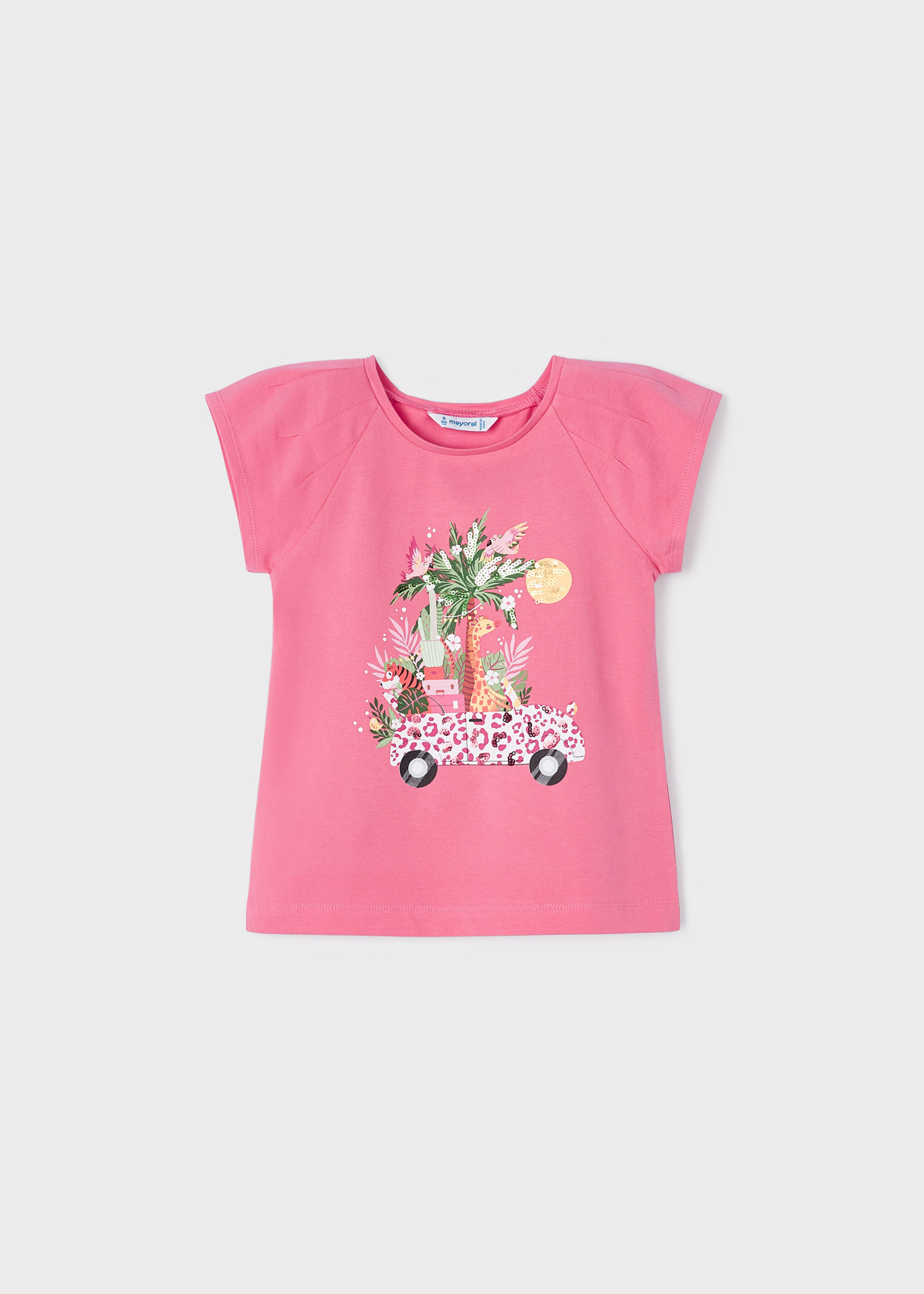 Camiseta de algodão de manga curta com estampa para meninas