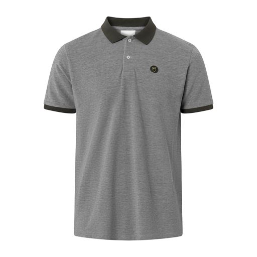 Knowledge Cotton Apparel Badge Polo T-shirt, Forrest Night, S