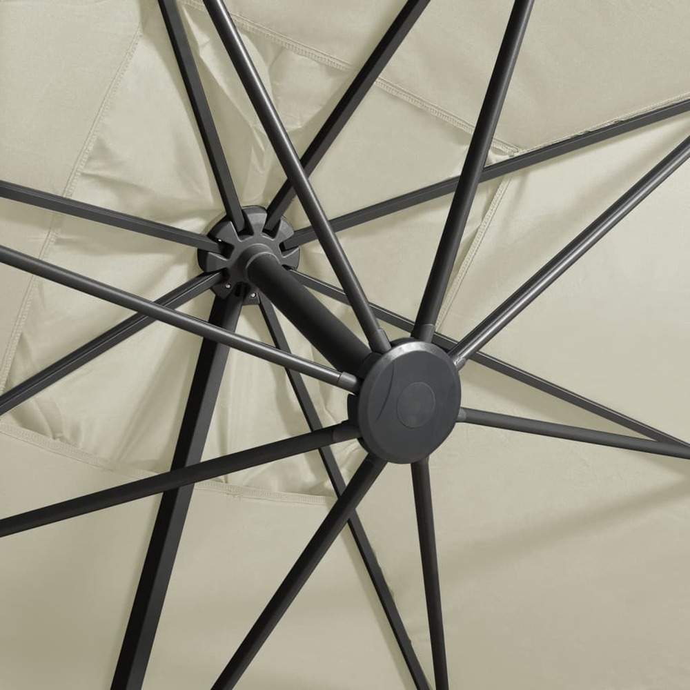 Parasol meuble de jardin déporté avec mât et lumières led 300 cm sable