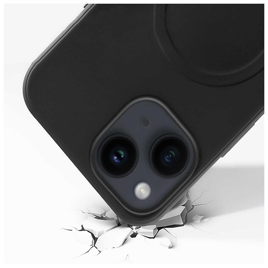 Akashi Coque de protection MagSafe en silicone noir- Apple iPhone 14 Plus