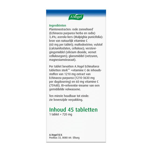 A.Vogel Echinaforce Sterk** + Vitamine C Weerstand1* Tabletten 45 stuks