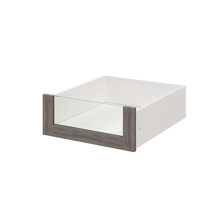 Tiroir intérieur avec façade verre effet chêne grisé GoodHome Atomia H. 17 x L. 46,4 x P. 50 cm
