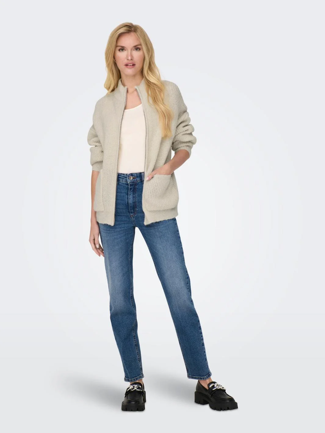 Only Onlkaja Life Ls Zip Cardigan Cc Knt 4237958 birch