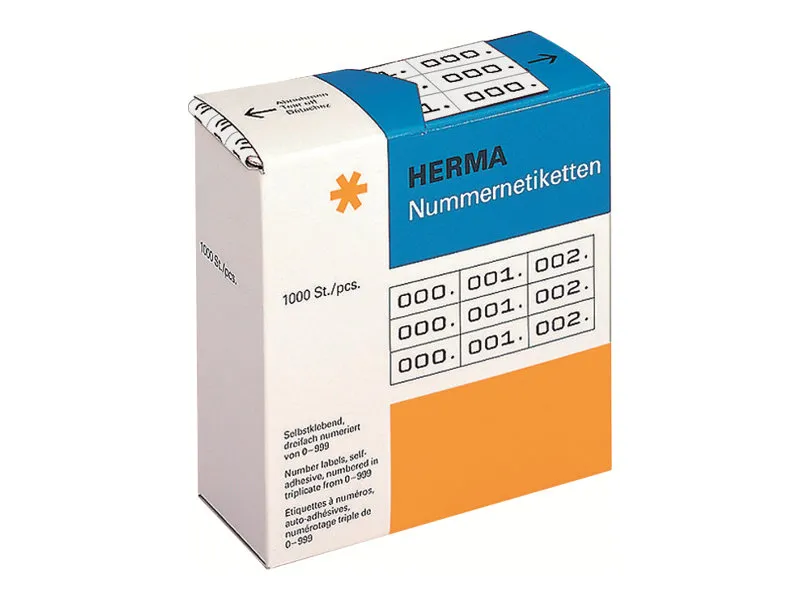 HERMA - Sort, hvid - 10 x 22 mm 3000 etikette(r) (1000 ark x 3) selvklæbende nummermærkater