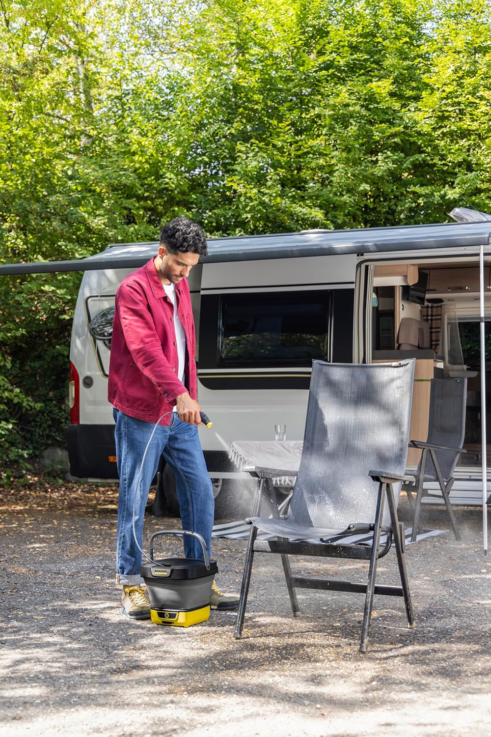 Kärcher Druckreiniger OC 3 Foldable, Mobile Reinigung für Fahrrad, Camping und Garten, Niederdruck, Lithium-Ionen-Akku, Faltbarer Wassertank: 8 l, Schlauch: 1,8 m, Flachstrahldüse