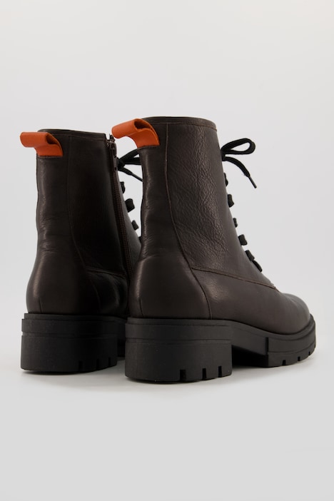 Leder-Boots, Schnürung, Reißverschluss, Weite H