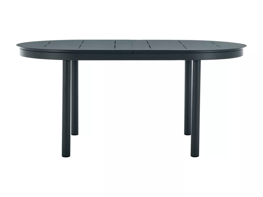 Salle à manger de jardin en aluminium : table extensible L.170/240 cm et 4 fauteuils empilables - Anthracite - LOTTYS de MYLIA