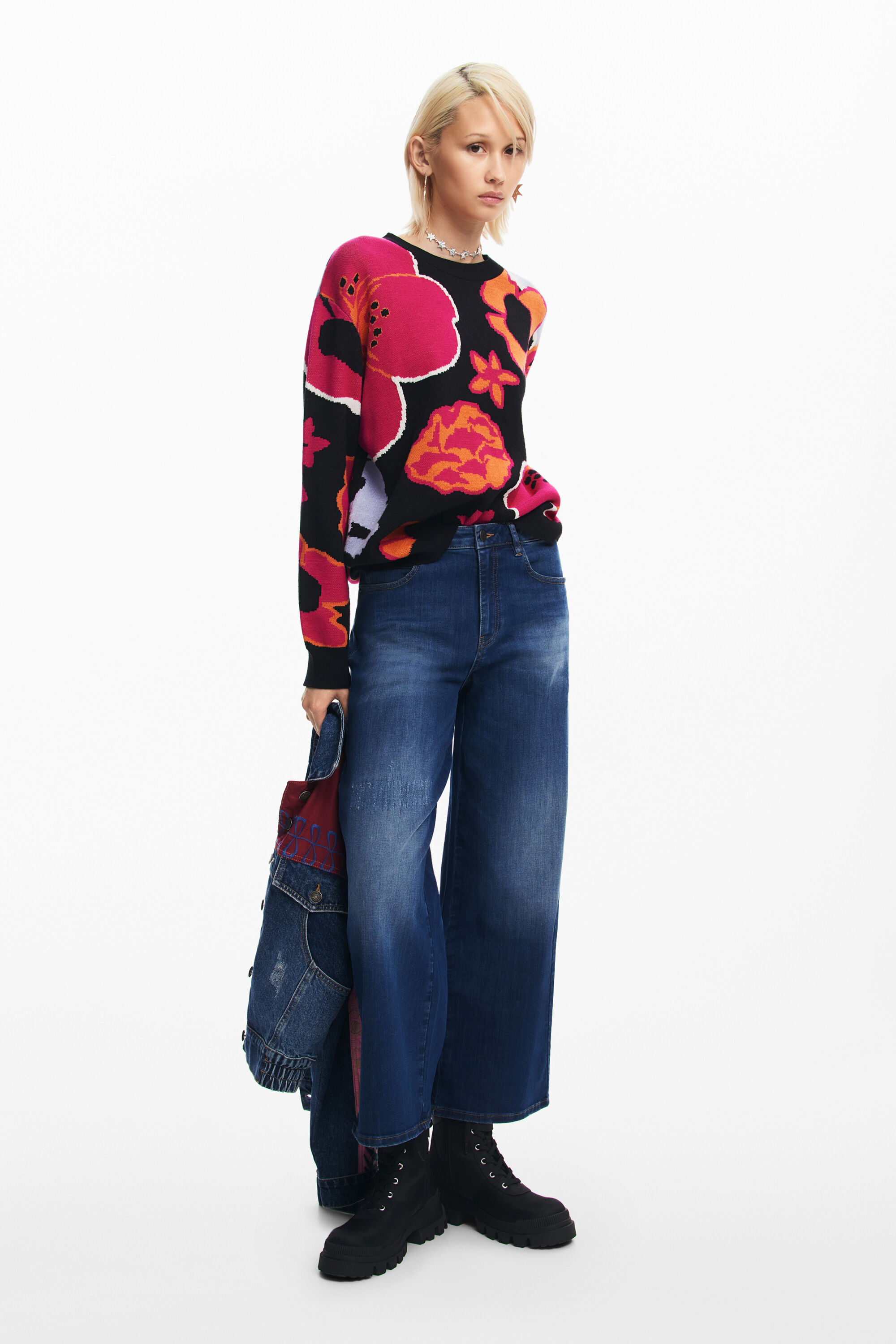 calça jeans culote