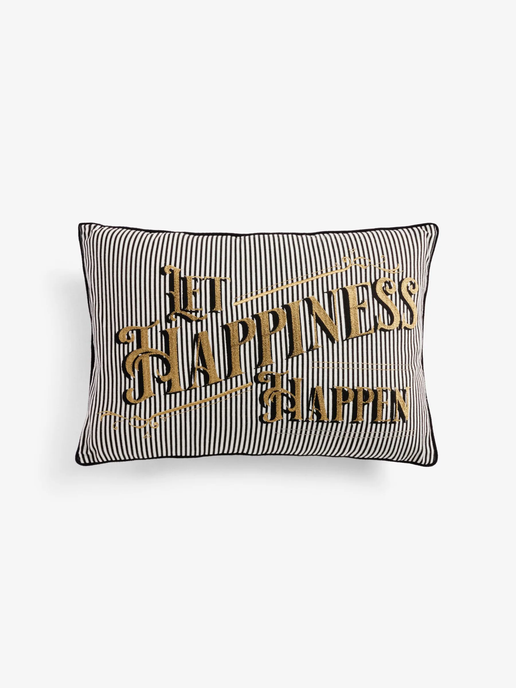 Rockett St George Let Happiness Happen kussen met geborduurde slogan