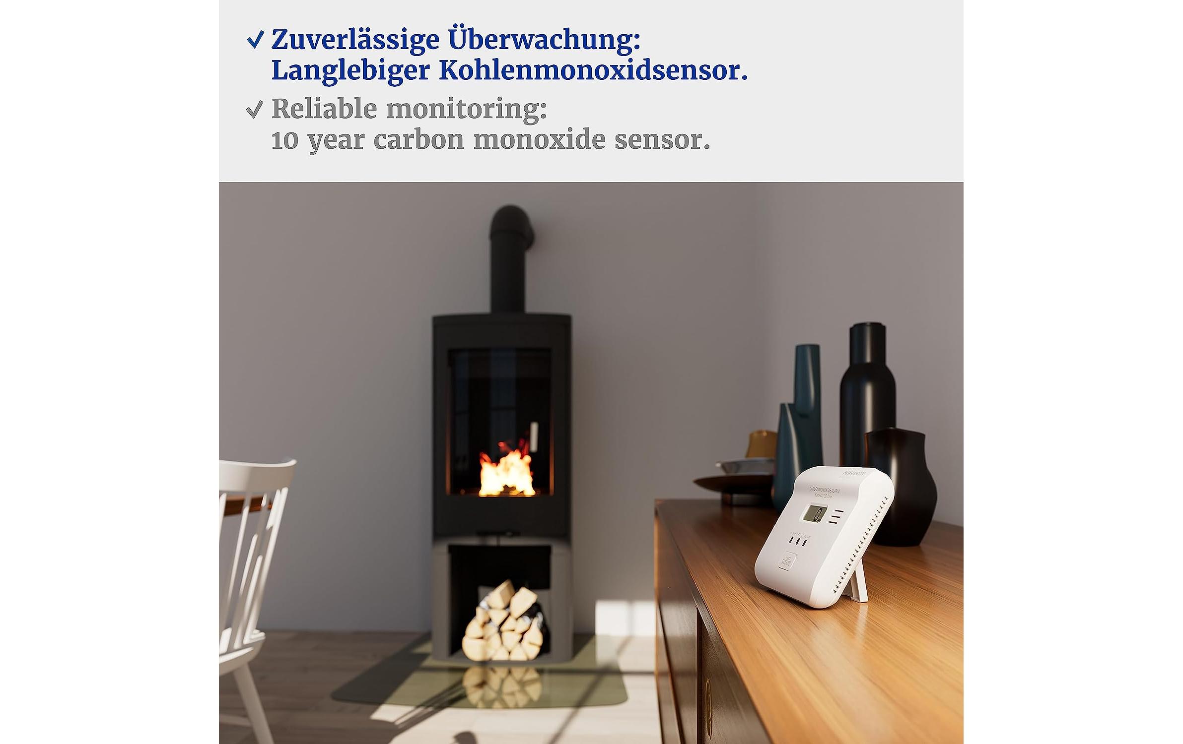 CO-Warnmelder KONEXXT CO One 85dB, IP42, elektrochemischFlexibler, zuverlässiger und langlebiger Kohlenmonoxidmelder