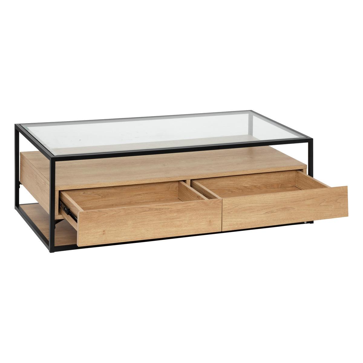 TABLE BASSE 2 TIROIRS ALDEA BEIGE D.120X60X40CM