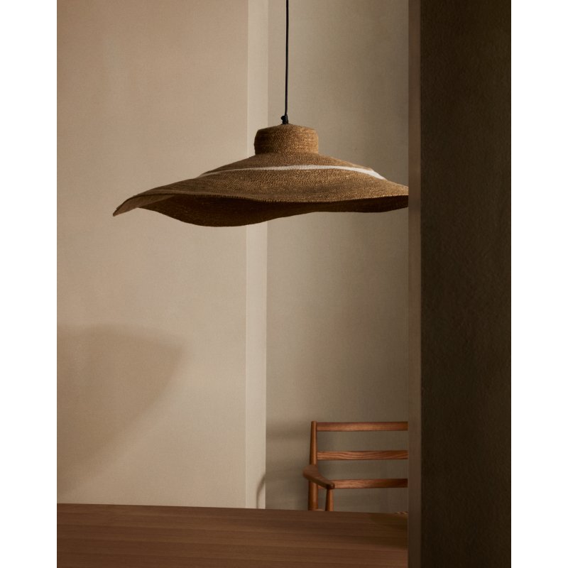 Lampe de plafond Albenya en fibres naturelles et coton, finition naturelle et blanche Ø 90 cm