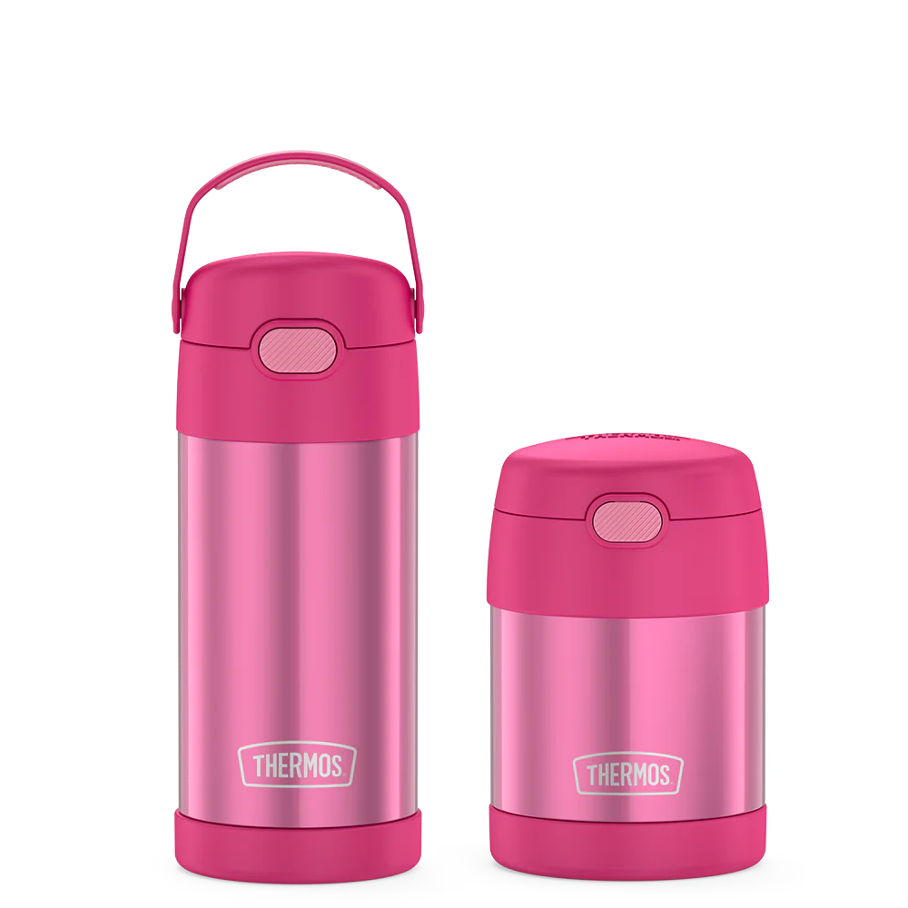 10oz FUNTAINER® FOOD JAR -PINK,12oz FUNTAINER® WATERBOTTLE - PINK