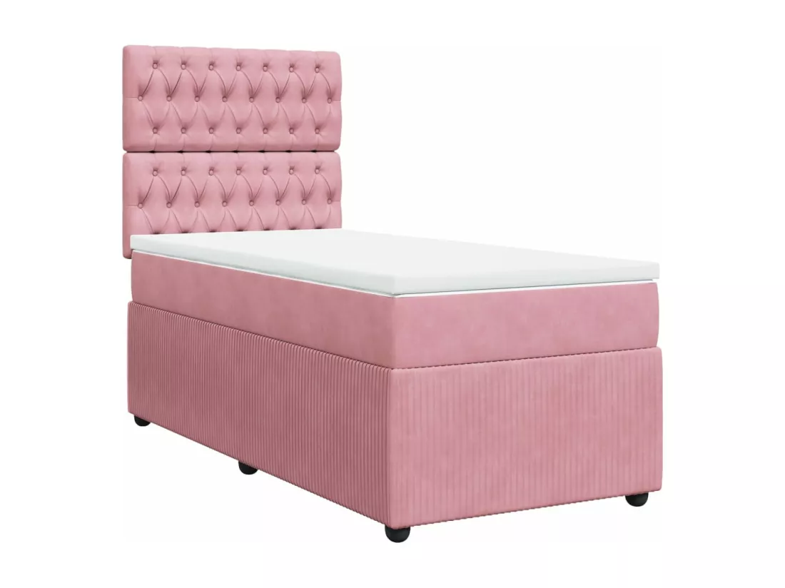 Sommier à lattes de lit avec matelas Rose 90x190 cm Velours