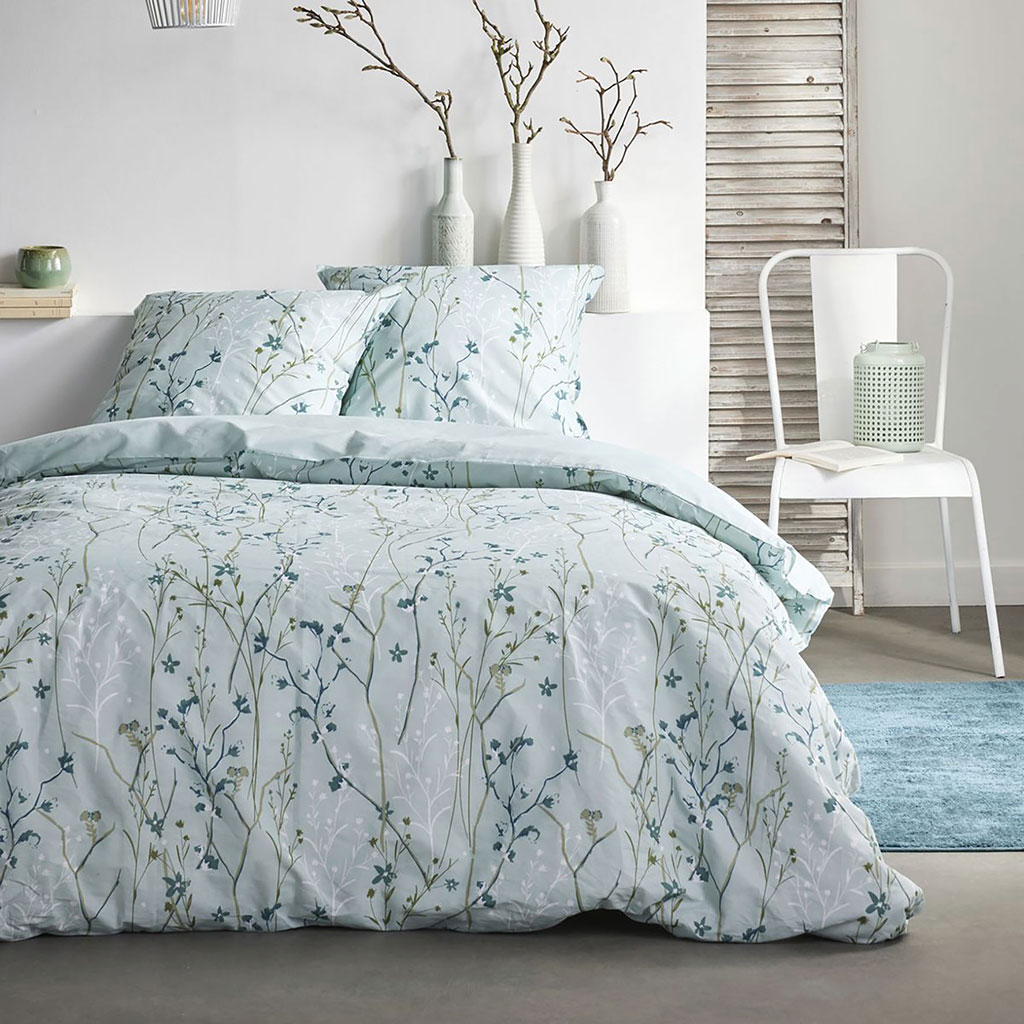 Parure housse de couette Sunshine vert pastel 200x200cm