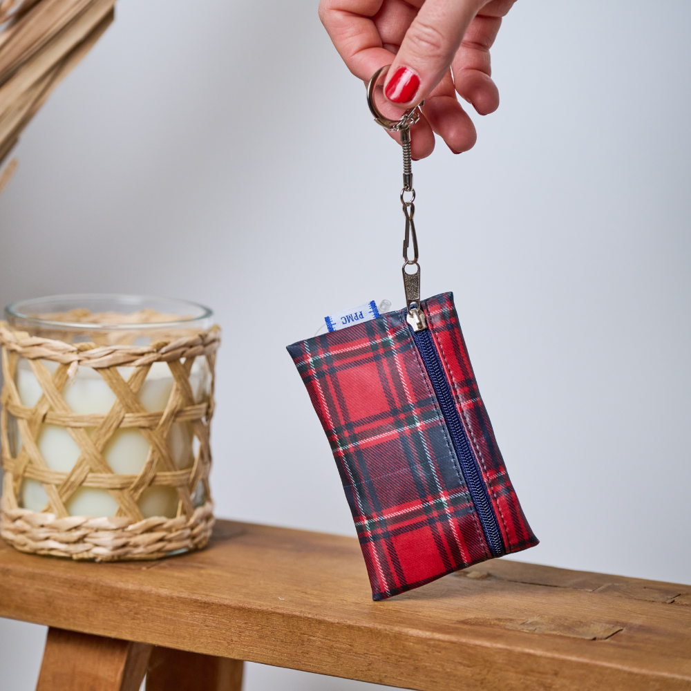 Pochette Porte-Clés Tartan Rouge