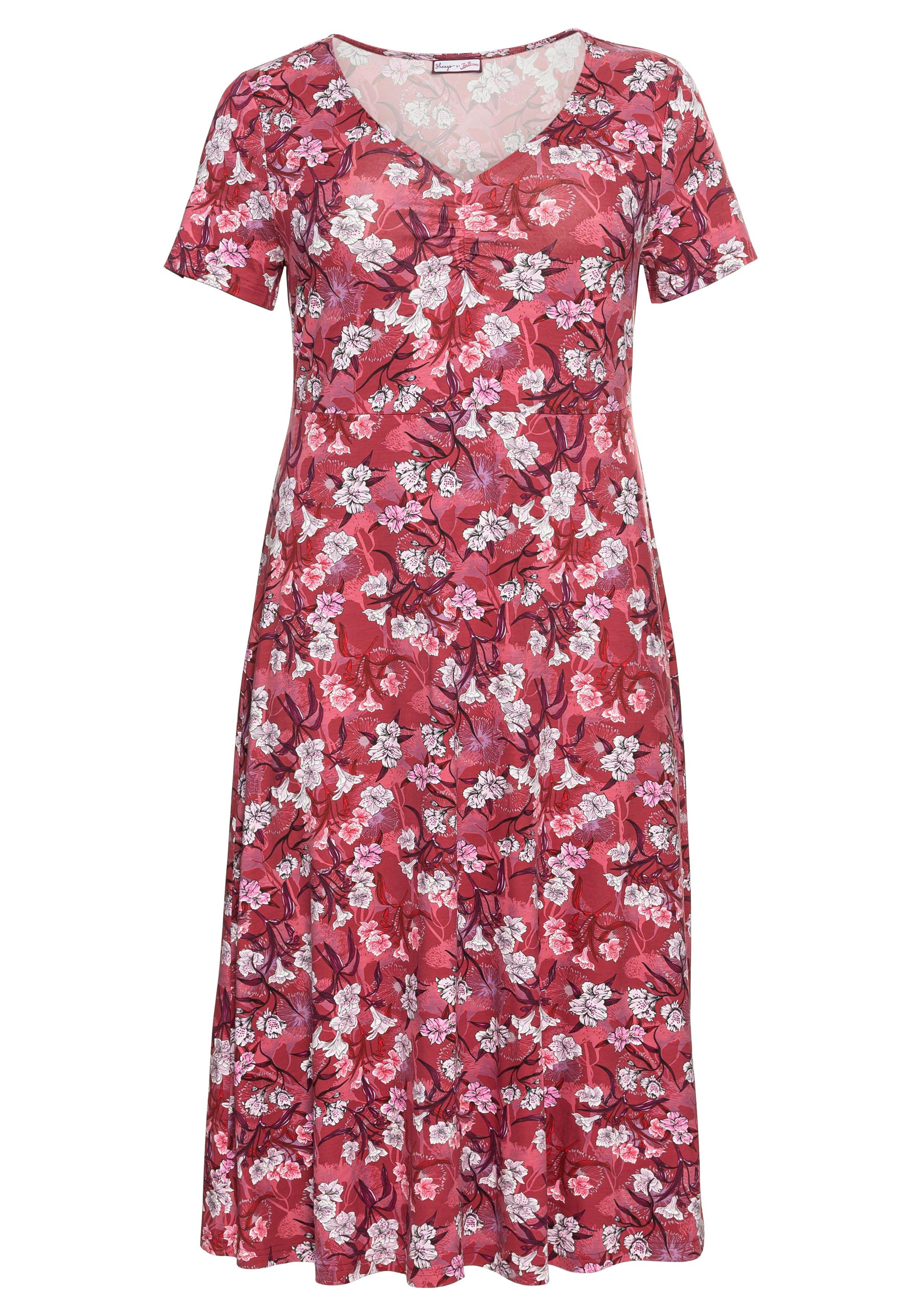 Jerseykleid mit Blumendruck, in Midi-Länge