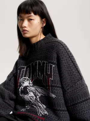 Suéter oversized com estampa de tranças