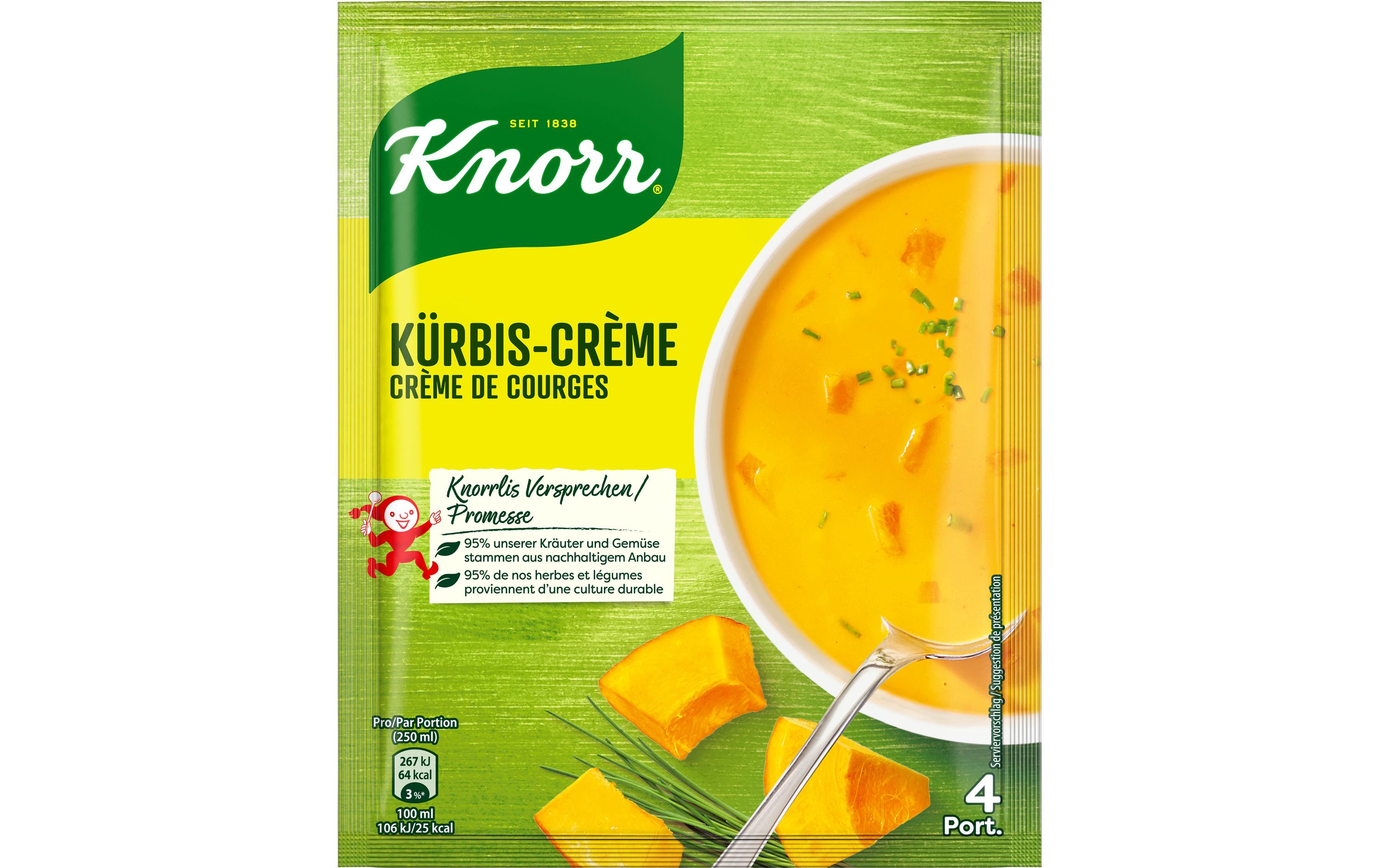 Kürbis-Crème Suppe 4 PortionenCremige Kürbissuppe