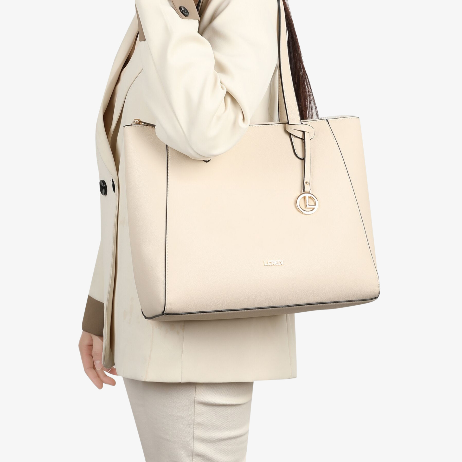 L.CREDI Damen Shopper beige