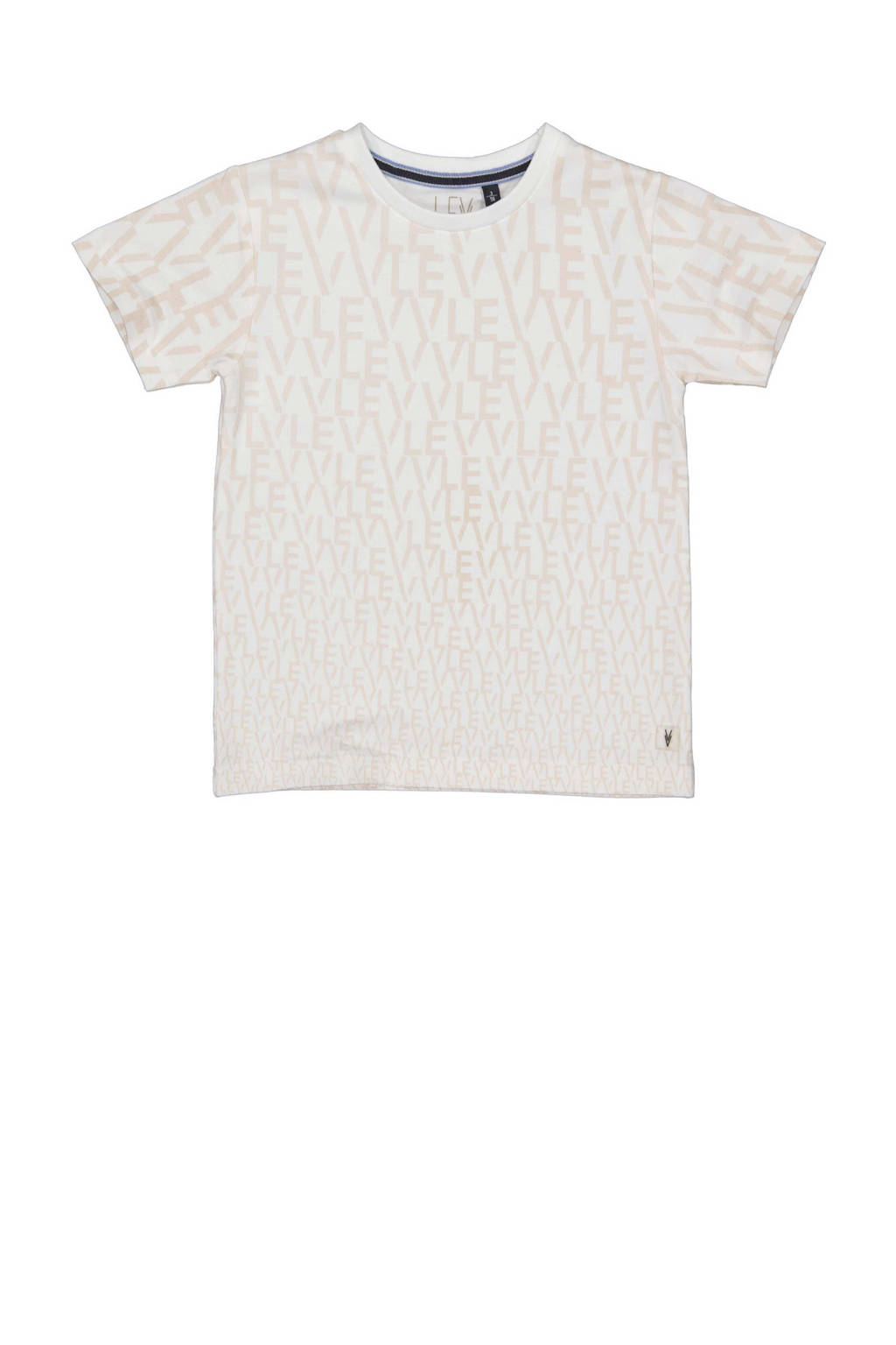 LEVV T-shirt MARK met tekst wit