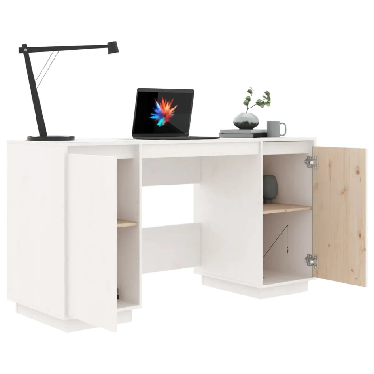 VidaXL Bureau Blanc Pin