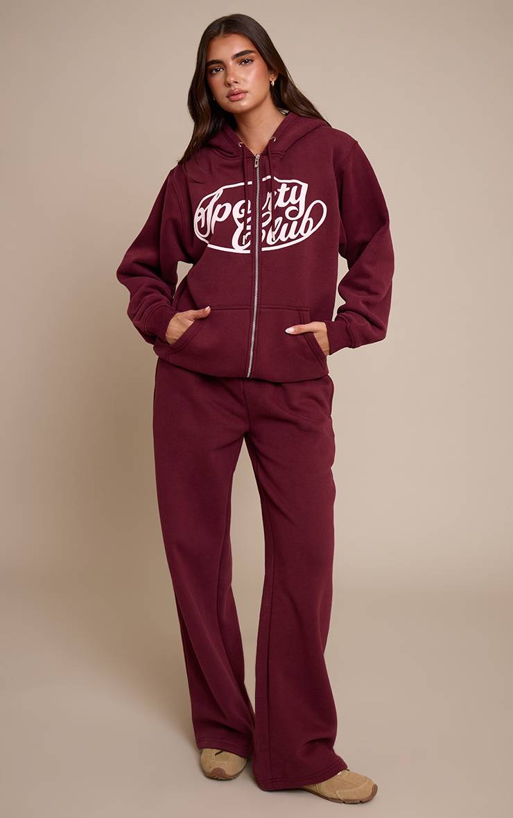 Rouge Vin Pantalon De Jogging Droit En Molleton De Coton Sports Club