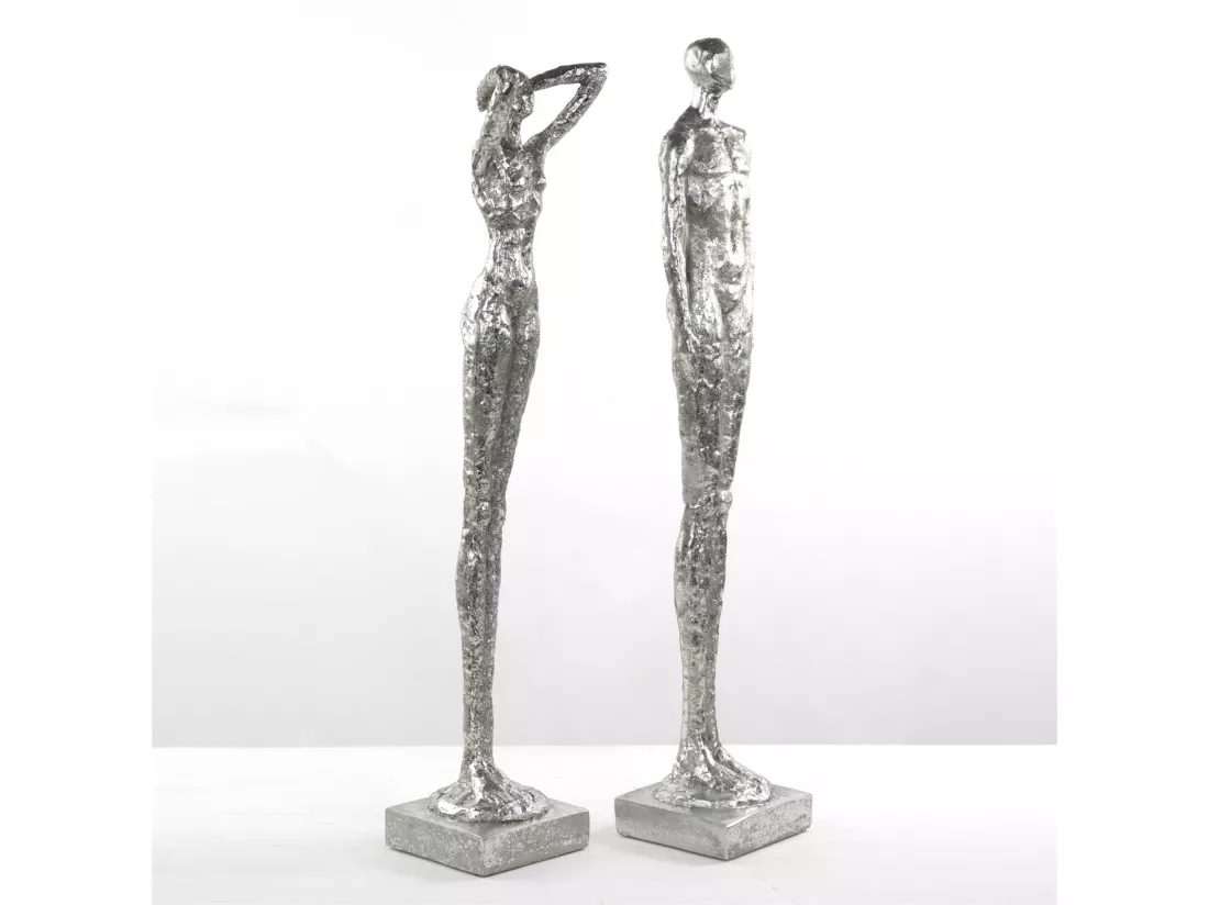 ENSEMBLE DE SCULPTURES Millénium 2 pièces Poly-artificiel argent