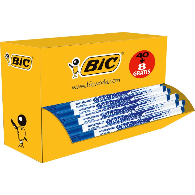Pack de 40 marqueurs effaçables Bic Velleda 1721 pointe ogive 2,8 mm + 8 offerts