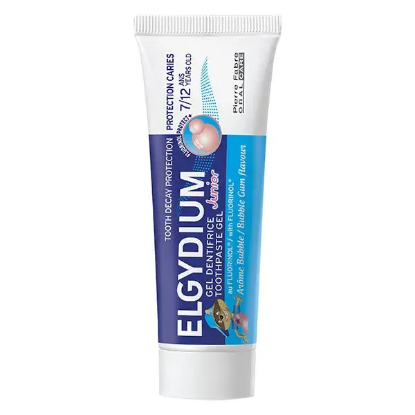 Pasta de dentes Elgydium Junior para crianças de 7 a 12 anos, embalagem blister com 2 unidades de 50 ml.