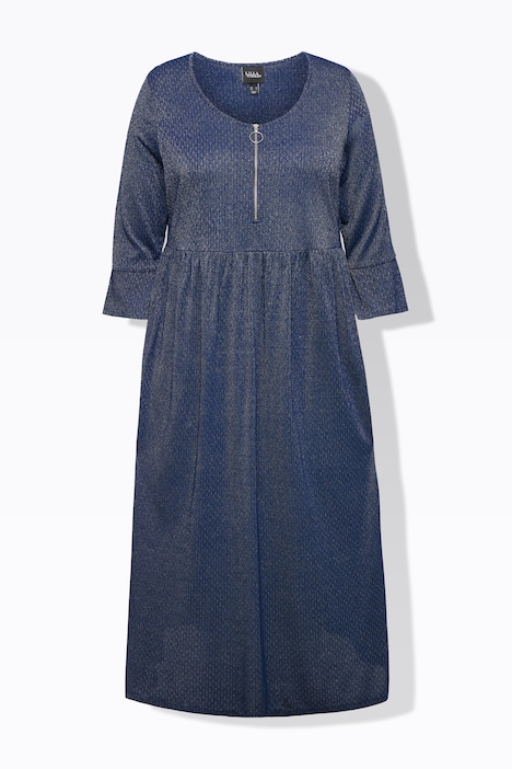 Jersey-Midikleid, Glitter, A-Linie, Rundhals, 3/4-Arm