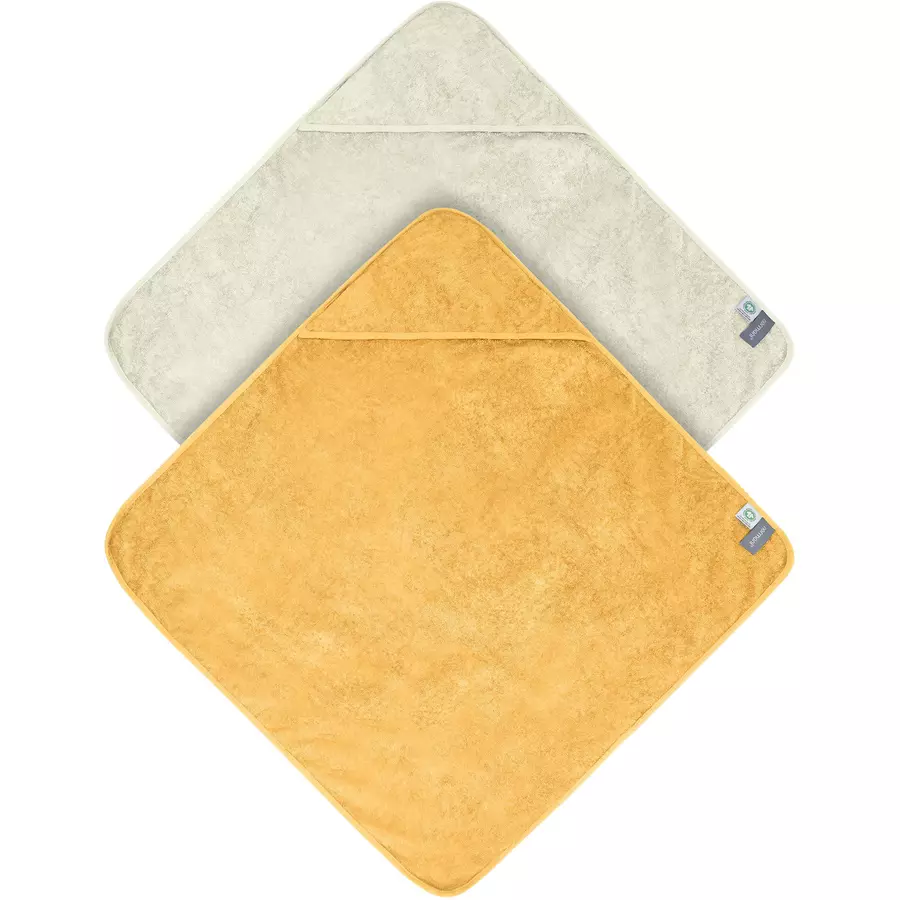 normani 2x Baby Wickeltücher aus Bio-Baumwolle GelbBeige