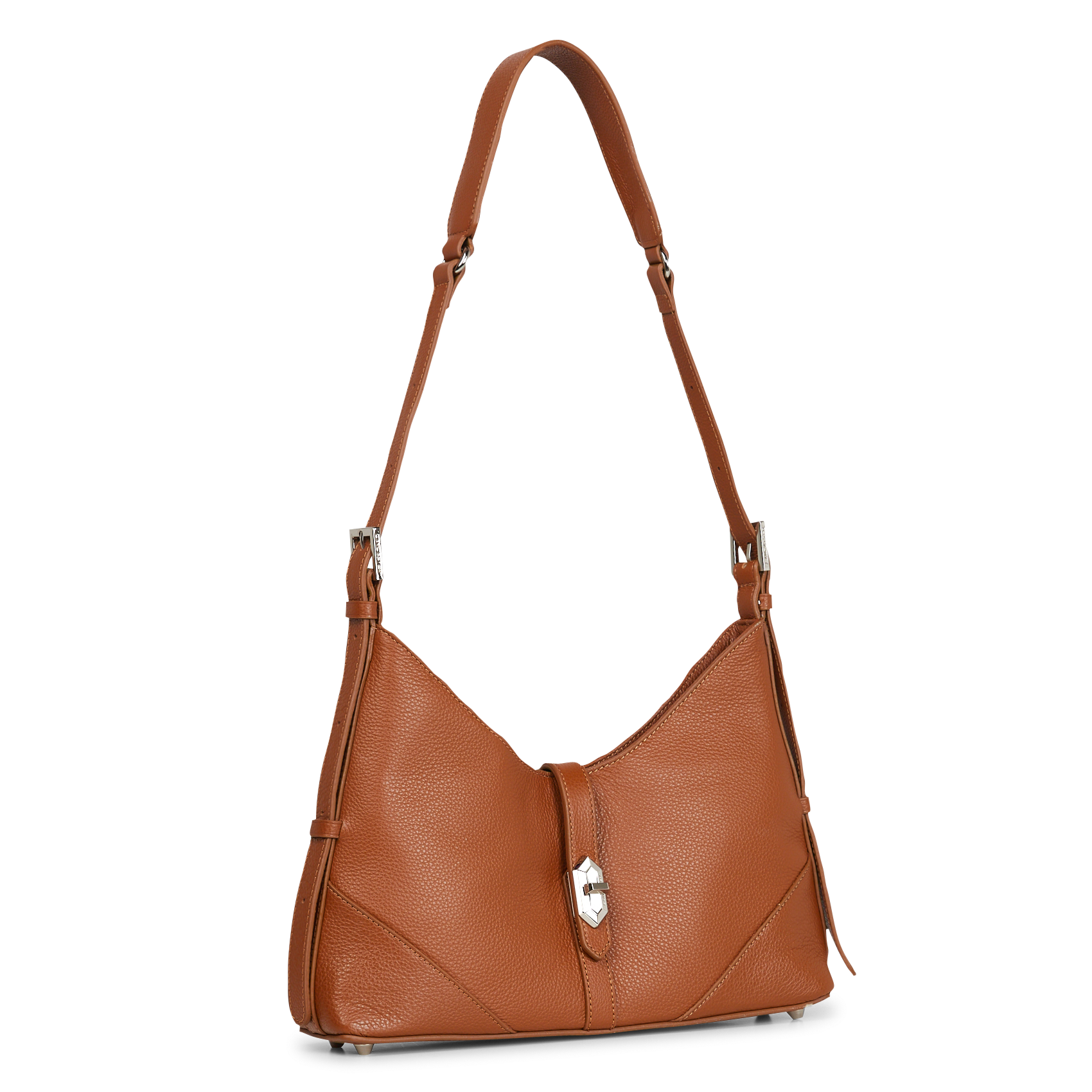 MILANO DELTA - Sac hobo en cuir grainé | Marron