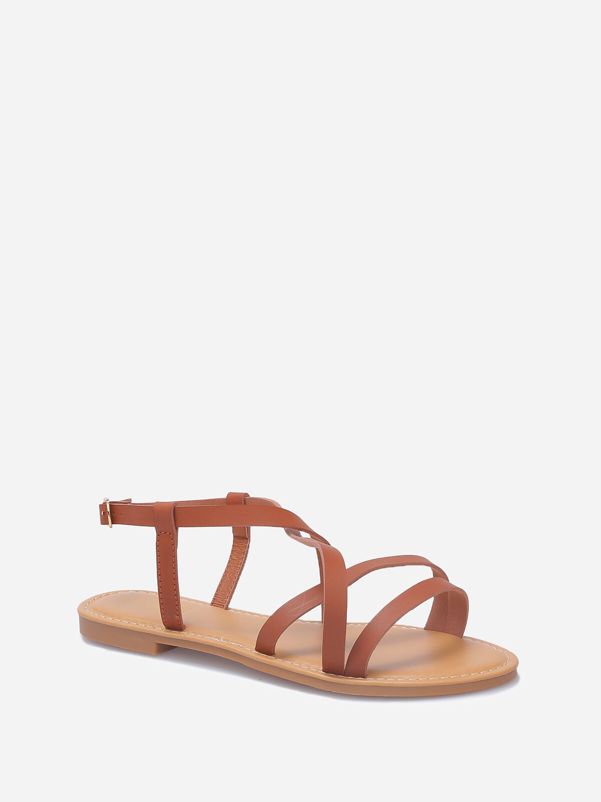 Nu-pieds à multiples brides- Camel