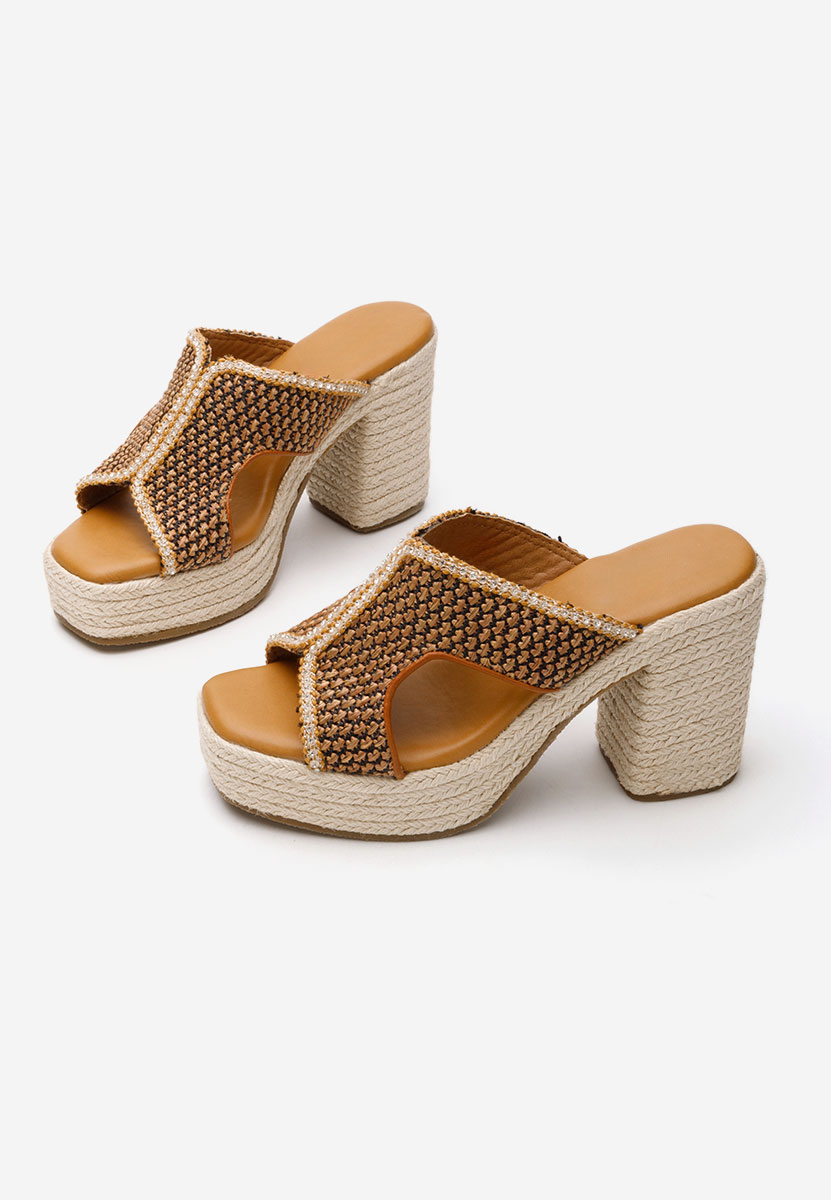Mules à talon épais chameau Karollina