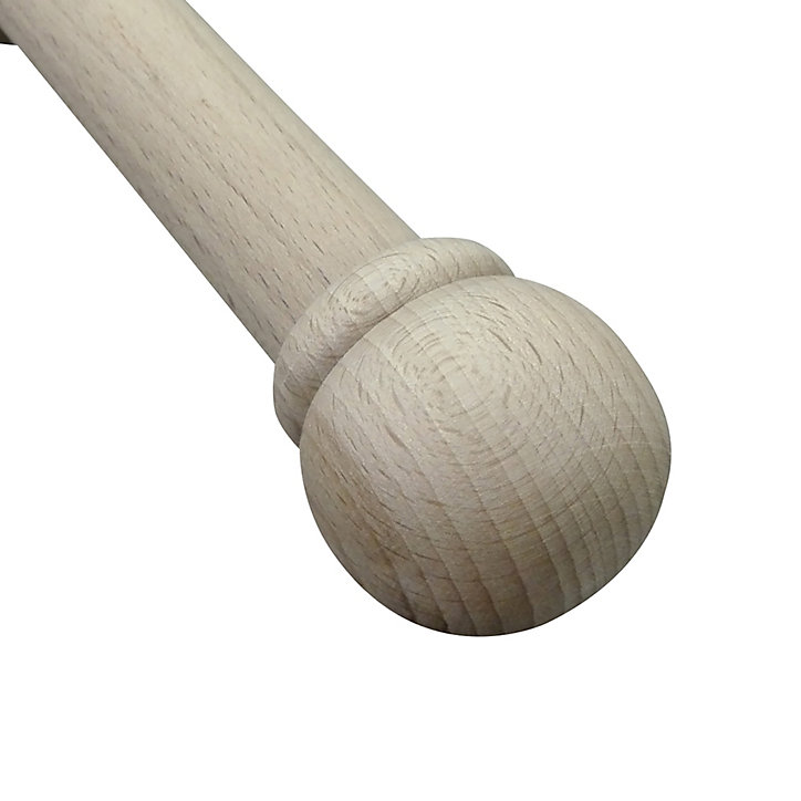Kit de tringle à rideau GoodHome embout boule 200 cm, Ø28mm naturel blanc