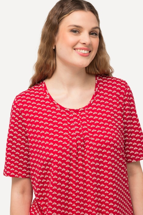 T-Shirt, gemustert, A-Linie, Rundhals, Halbarm