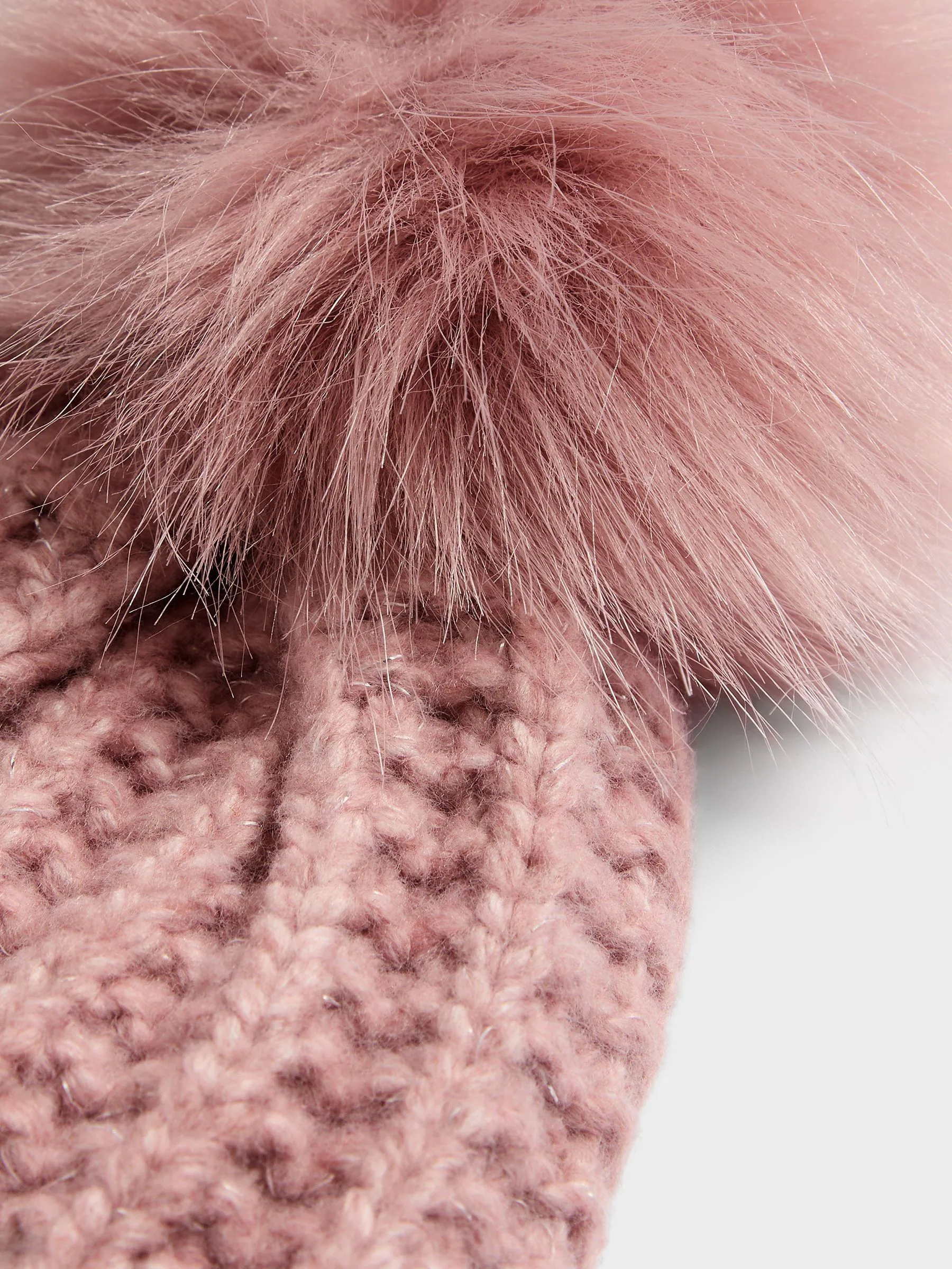 Roze - Lipsy Shimmer Ribbed Pom Hat