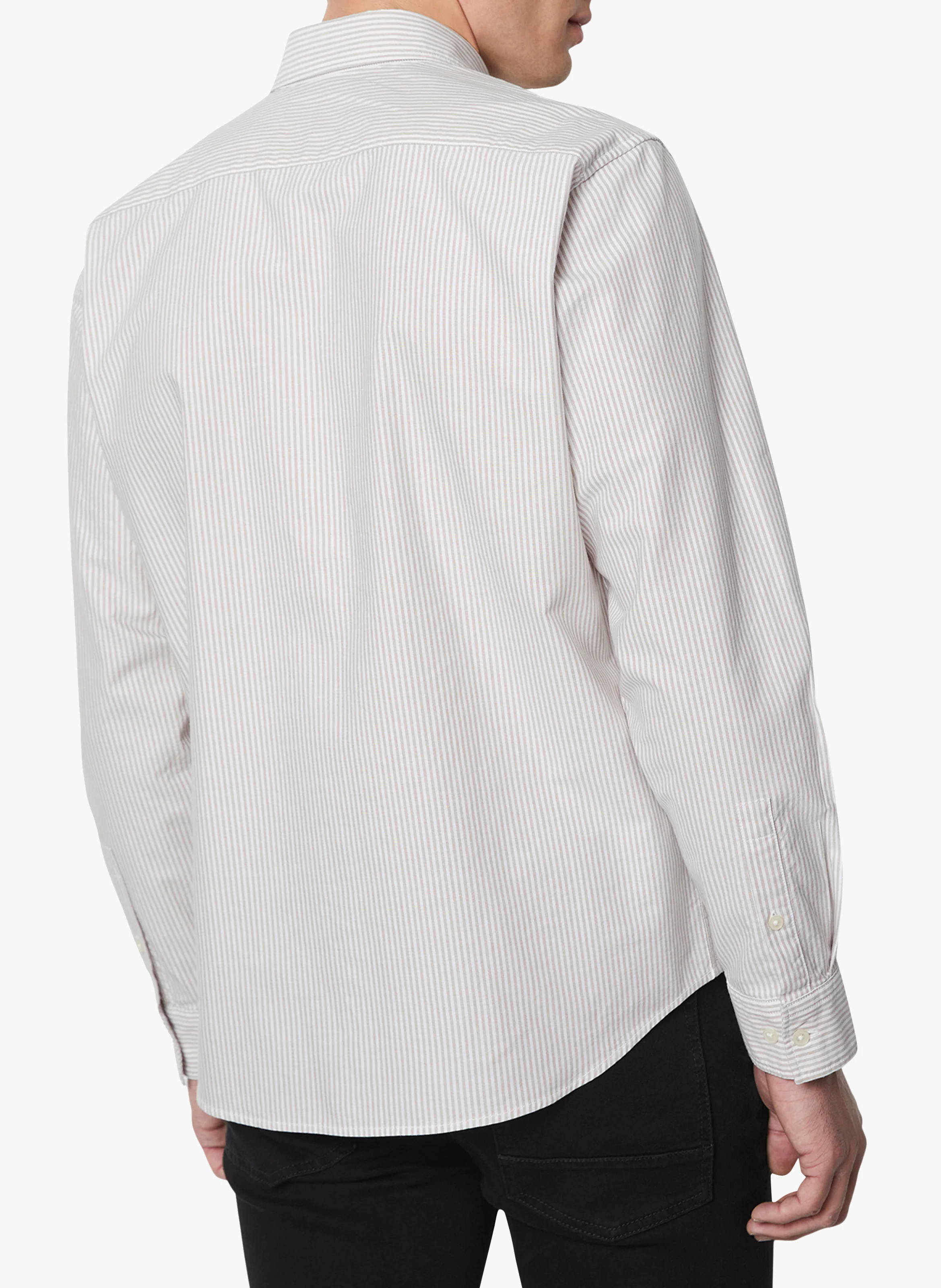 Chemise col classique rayée en coton bio | Beige