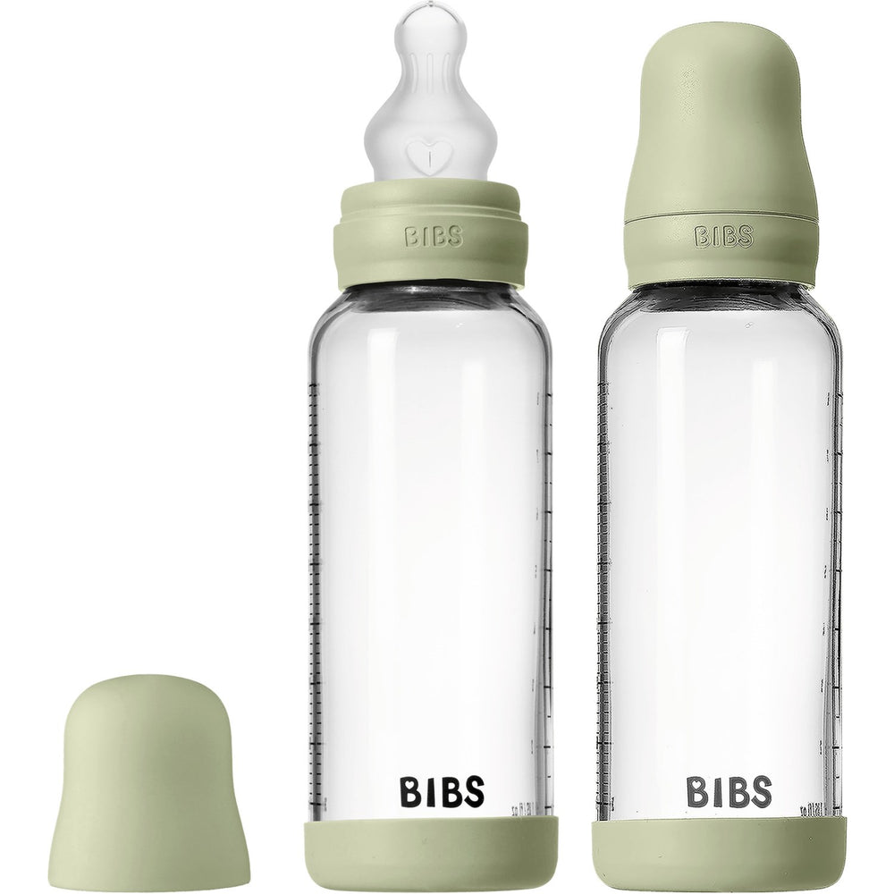 Køb Bibs Sage Glass Baby Flaske Round Silikone 2-Pak 240 Ml Medium Flow