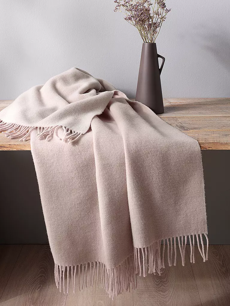 BIEDERLACK Wohndecke Plaid CASHMERE 130x170cm Rose / Ecru rosa