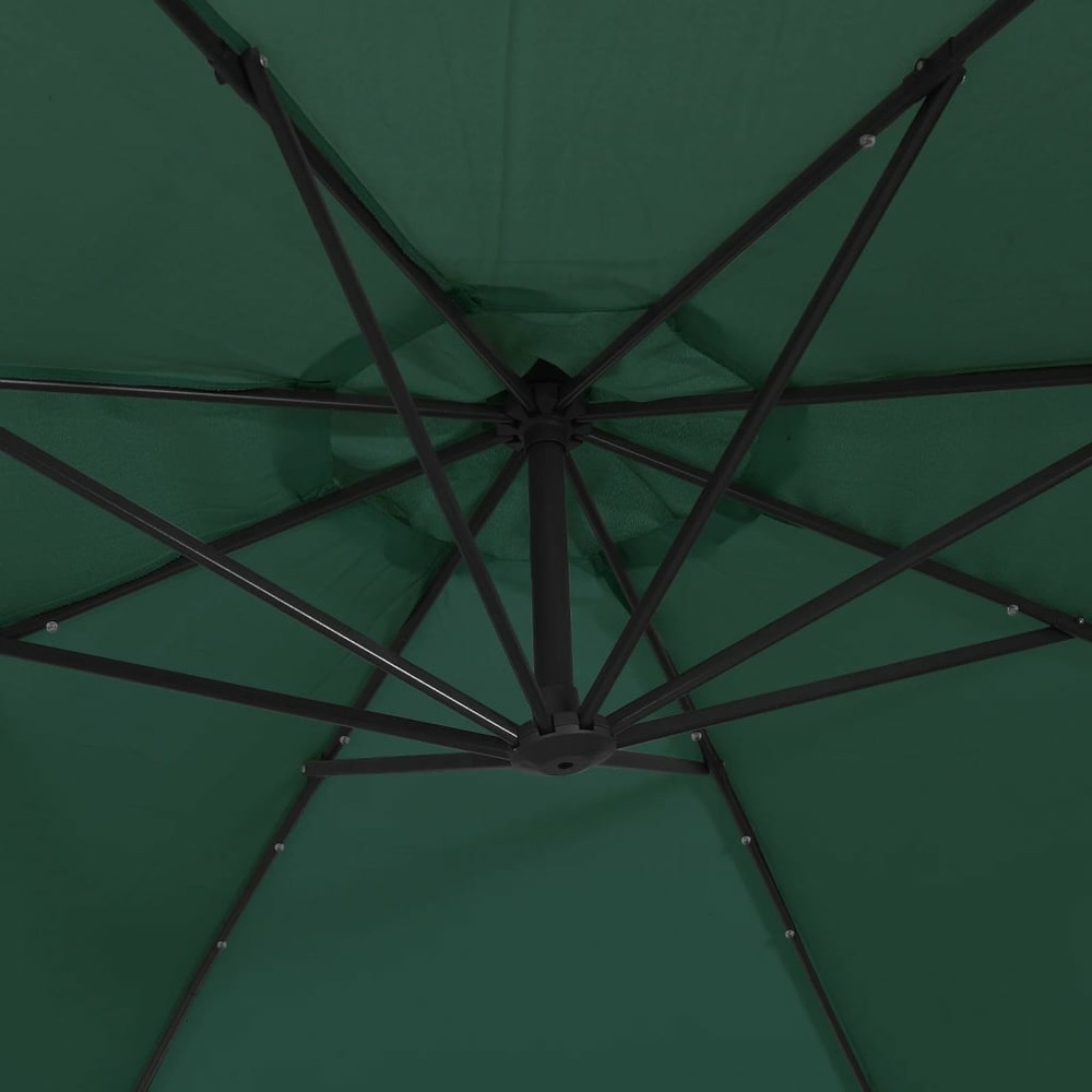 Parasol mobilier de jardin avec éclairage led 300 cm poteau en métal vert