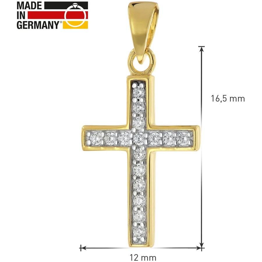 trendor Kreuz-Anhänger für Mädchen Gold 585 + vergoldete Silberkette gold
