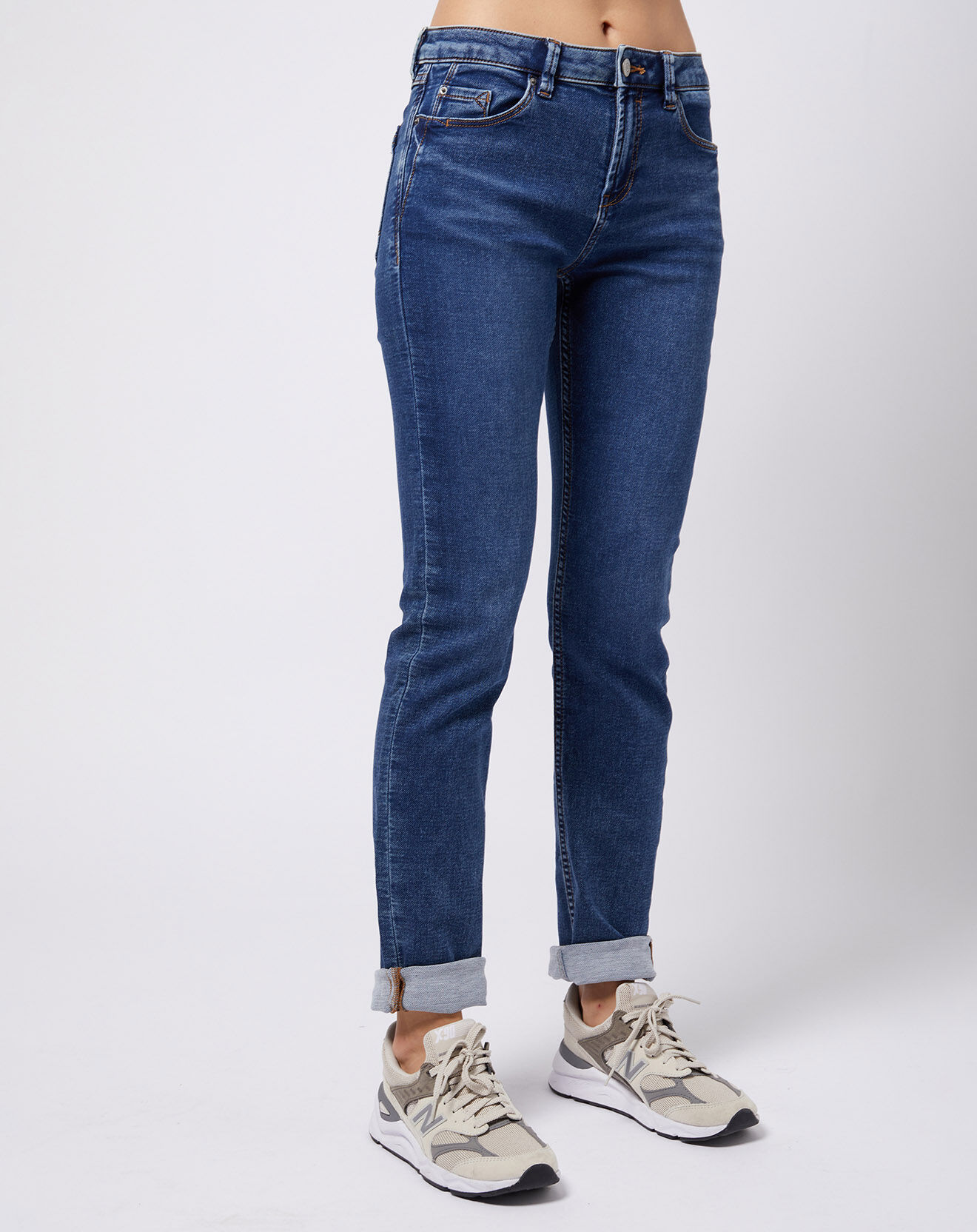 Esprit Jean stretch Slim en coton biologique mélangé bleu moyen