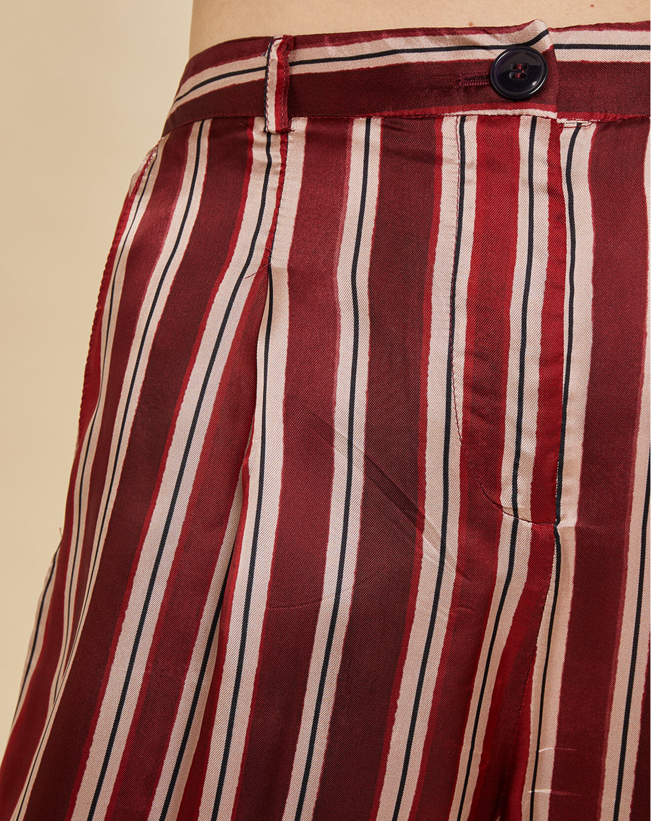 Chloé Stora Pantalon Poitiers rayé rouge