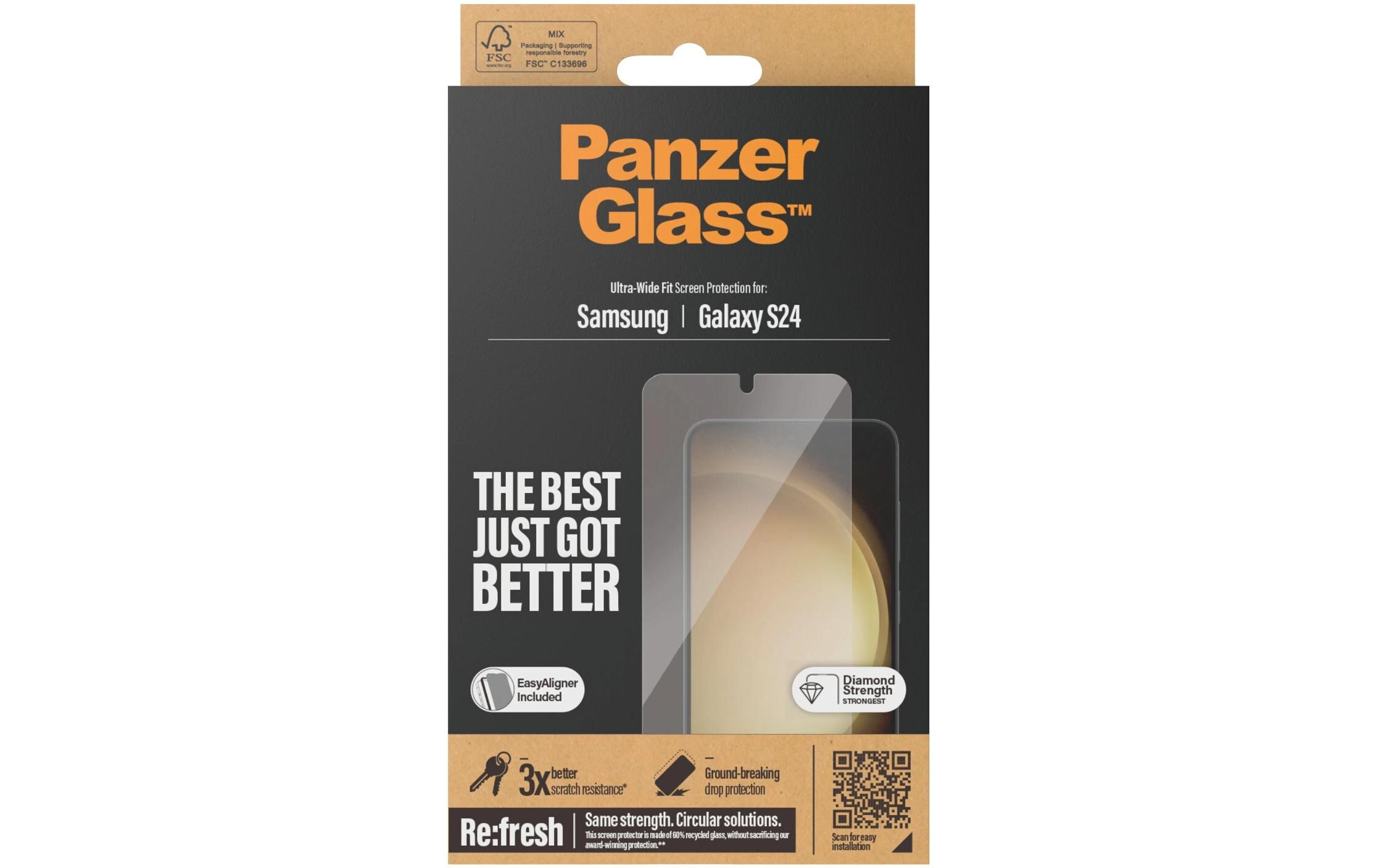 Displayschutz Ultra Wide Fit Galaxy S24 mit ApplicatorDisplay-Schutzfolie für das Samsung Galaxy S24