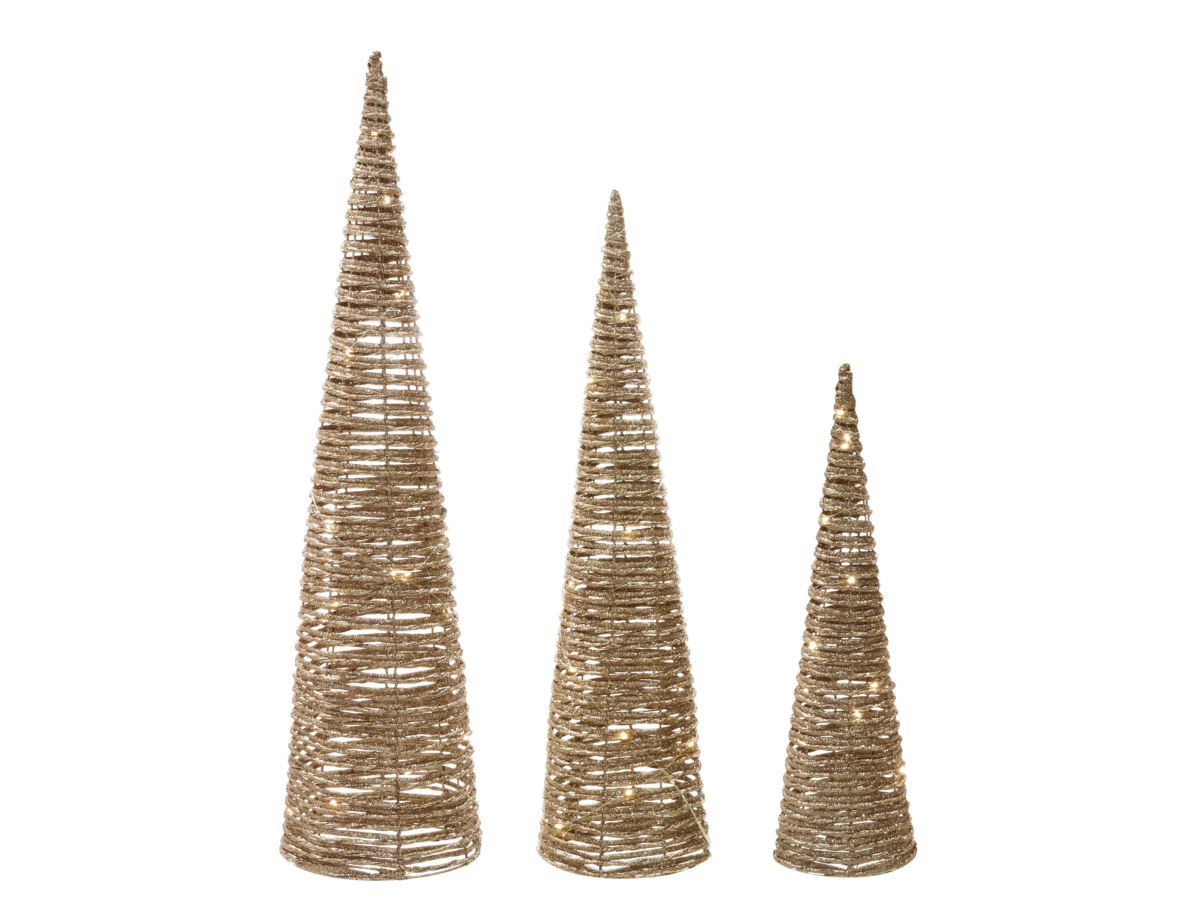 Set van 3 kerstdecoraties LED TUELSO Kerstboom 60/80/100 cm Goud