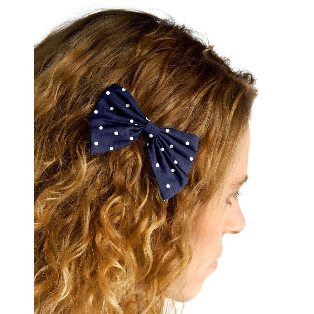 Barrette Noeud Papillon Pois Marine