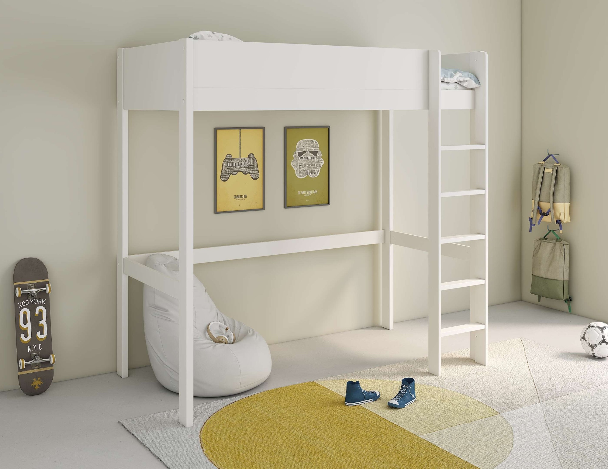 Lüttenhütt Hochbett »TIPO, Topseller, Kinderbett, Leiter links oder rechts montierbar« B/H/T 200x190x90cm,  FSC® zertifiziertes Massivholz, Rundum-Absturzschutz,