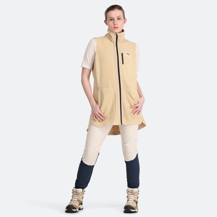 Kari Traa Sanne Pile Vest Long Light Beige